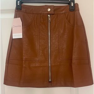 Brown Leather Mini Skirt